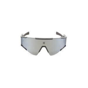 $1,995 NIB Balmain 85MM PALLADIUM GREY Titanium Rim Mirrored Wrap Sunglasses